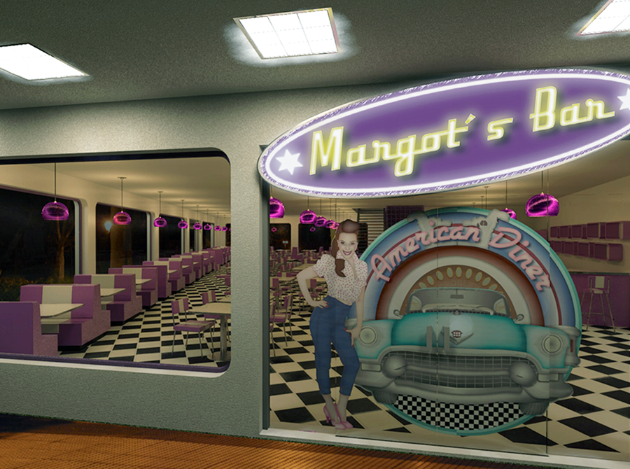 Vista 3D interior Margot´s burguer