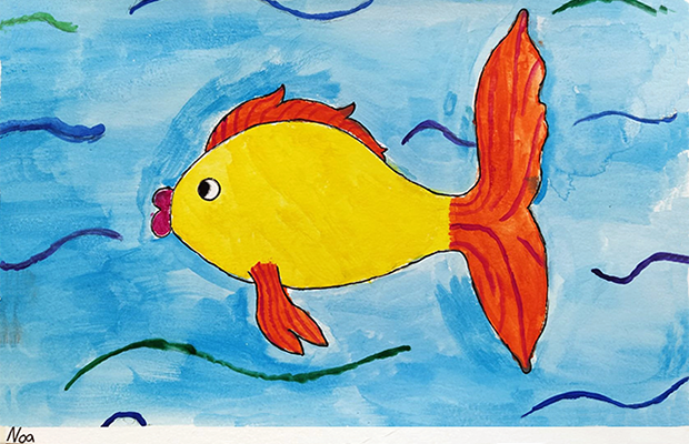 Pez de colores primarios, Noa de 9 años 