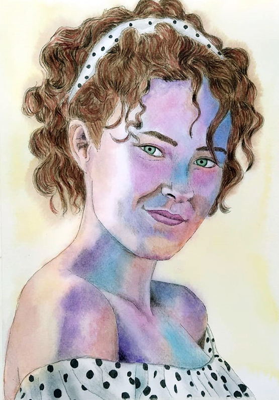 Retrato acuarela Celia
