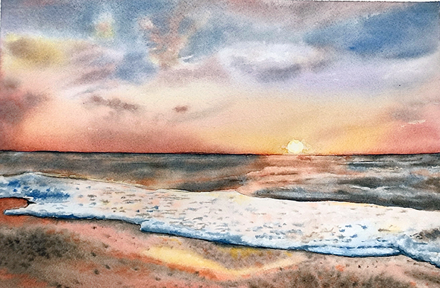Acuarela de una playa