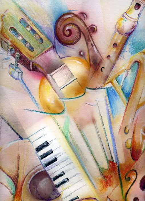 Abstración de instrumentos en técnica mixta