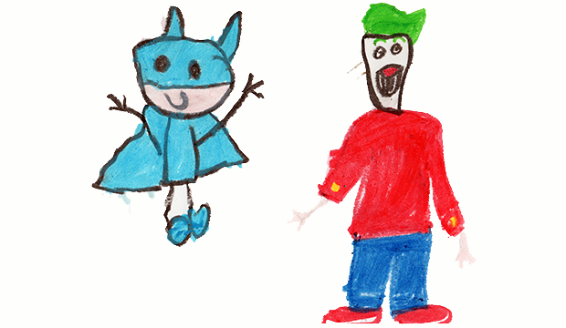 Jocker y spiderman por Bruno, 5 años