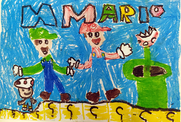 SuperMario a lapices de colores