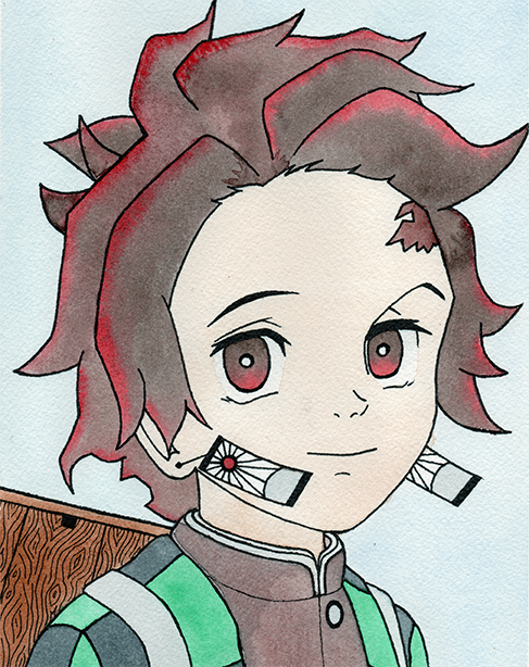 Acuarela rostro Tanjiro
